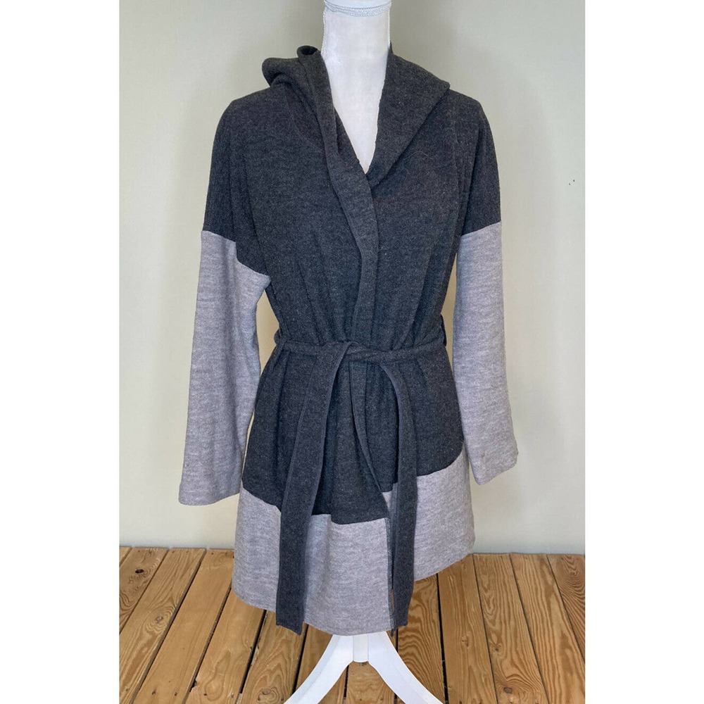 Parahrase Belted Wool Hooded Cardigan Sweater M